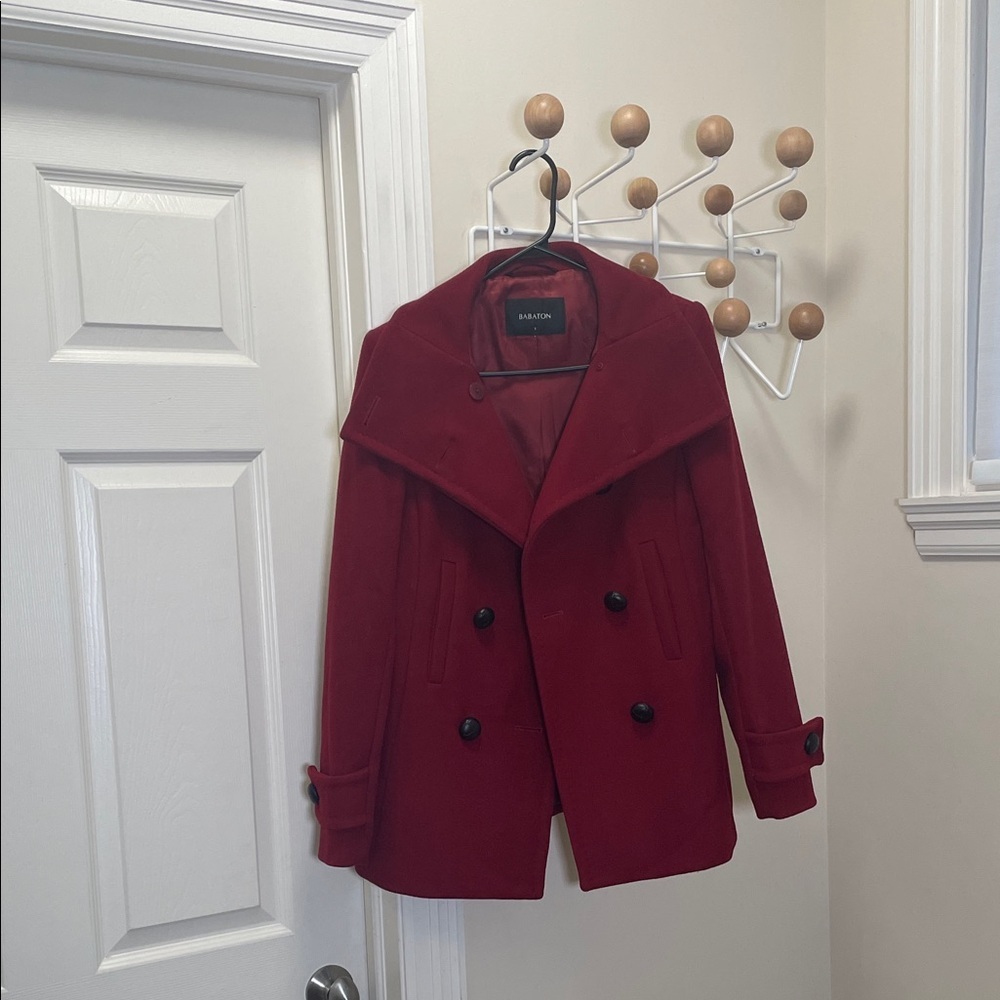Aritzia - Babaton - Classic Pea Coat Virgin Wool Cashmere Blend Jacket - Red - S